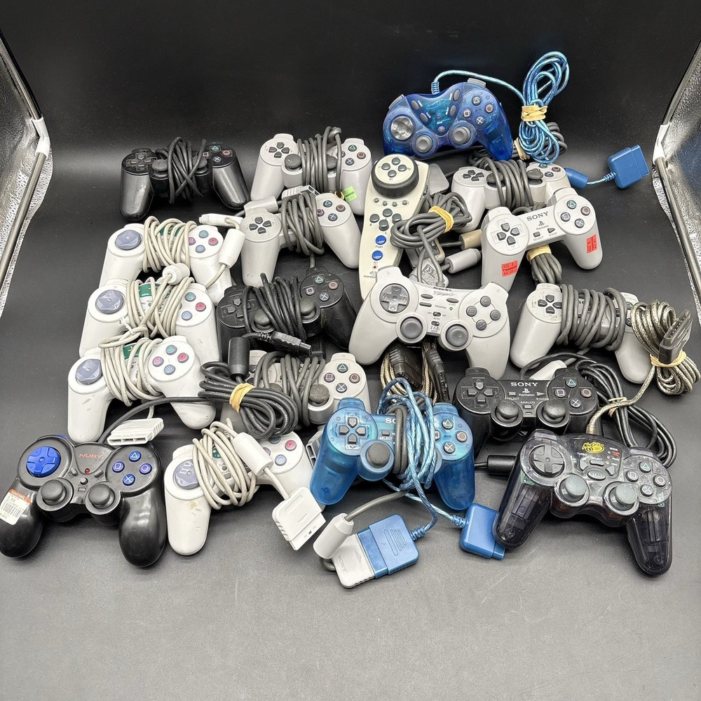 PlayStation 1 & 2 Controller Lot Of 19 Controllers Untested As Is